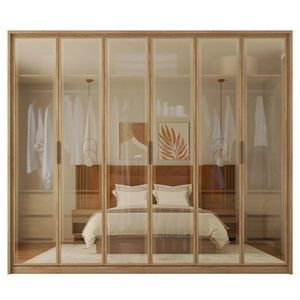 Guarda Roupa Casal 6 Portas Espelho 6 Gavetas Marrom Reflex
