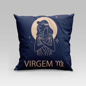 Capa De Almofada Estampada Signos Do Zodíaco Em Veludo Suede 45cm X 45cm Virgem