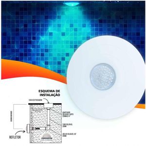 Refletor Power Led 9W Abs Iluminação Para Piscina Mono Cor Branca Frente Grande 27Cm
