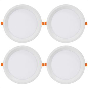 Kit 4 Painel De Led Redondo Embutir Recuado 24w Bivolt Taschibra 6500k Frio