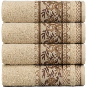 Kit 4 Toalhas De Rosto Fio Penteado Jacquard - 50x70cm - Nice - Palha
