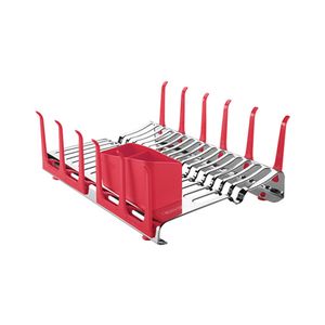 Escorredor de Louça em Aço Inox Plurale com Secador de Copos e Porta Talheres Vermelho - Tramontina