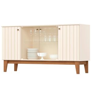 Balcao Buffet 4P Ripado e Vidro 150 cm Eiffel Henn