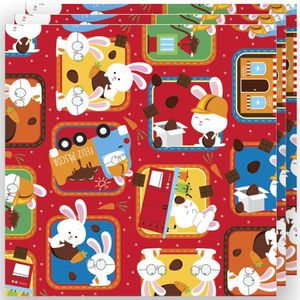 Embalagem Para Ovo De Páscoa Fábrica Coelhos Vermelho 69cm X 89cm - 3 Un