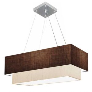 Pendente Retangular Café E Linho Bege Mj-4138