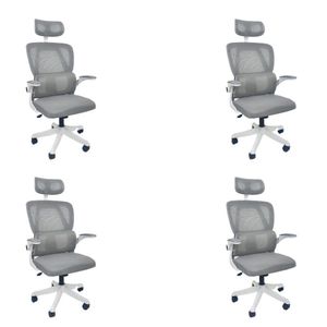 Kit 4 Cadeiras de Escritório Presidente Executiva Oficial Legacy Cinza