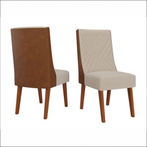 Kit 2 Cadeiras De Jantar Topazio Natural Tecido Linho Viero Linho Bronze Durango