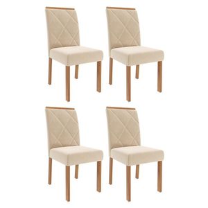 Conjunto 4 Cadeiras Fernanda Wood Madeira-suede Nude - Cimol Móveis Madeira-suede Nude