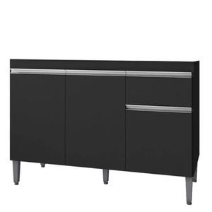 Balcão Pia Tatiane 118cm 3 Portas Preto Sem Tampo - Ajl Móveis Preto