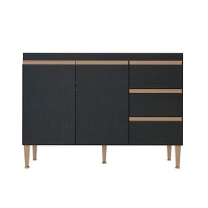Balcão Pia Cozinha Modulada Sabrina 120x52cm Mdp Menu Móveis Preto