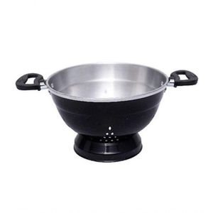 Escorredor E Macarrão De Aluminio Preto 20cm Com Pé Docesar