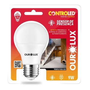 Lâmpada Inteligente Controled Sensor De Presença 6.500k 9w Bivolt - Ourolux