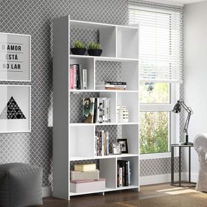 Estante Multiuso Com Nichos 91x183cm Mdp Branco Menu Móveis Branco