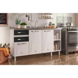 Módulo Cozinha Telasul Star New Balcão 3 Portas E 2 Gavetas Sem Tampo 150cm Preto-telasul