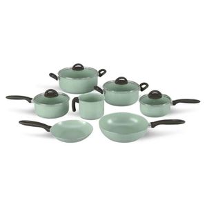 Jogo De Panelas 7 Peças Verde Em Alumínio Antiaderente Ceramic Life Suprema Brinox