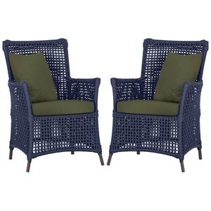 Poltronas Igapó Alumínio Pintura Marrom Corda Náutica E13 Azul