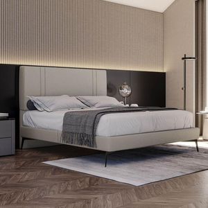 Base Bi Partida Slim King Em Linho Com Cabeceira Skybox Cor Bege