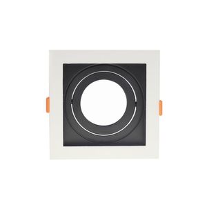 Spot De Embutir Recuado Nordecor Flea Para 1 Lâmpada Par 30 Quadrado Branco E Preto