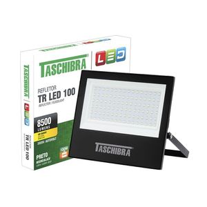 Refletor Taschibra Led Tr Slim 100W Luz Branco Quente 3000K Preto Bivolt