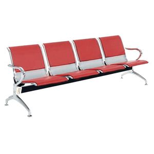 Cadeira Longarina Com Est Cromada 4 Lugares Colors Vermelho