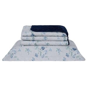 Cobre Leito Solteiro Colori Dupla Face 200 Fios Estampado 2 Peças - Marie Azul