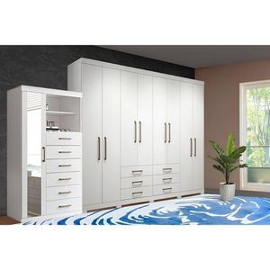 Guarda Roupa 2 Peças (1guardaroupa+1cômoda) Qc130 Branco - Santos Andirá