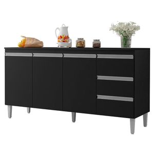 Balcão Pia Andréia 160cm Preto Com Tampo Mdp - Ajl Móveis Preto