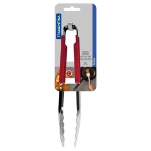 Pegador Tramontina Utilita Em Aço Inox Com Cabo Emborrachado Vermelho 24 Cm