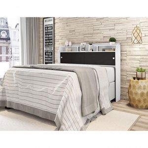 Cabeceira Elisa Casal Framar Box 1,38cm Branco Preto