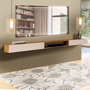 Aparador Aéreo 2 Portas Nature Off White 2.2 Valerius Shop Jm