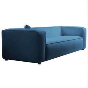 Sofá 2 Lugares 160cm Orgânico Luxo Recepção Cecília Linho Adj Decor Azul Royal