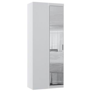 Guarda Roupa De Canto Reto Modulado 90cm 1 Porta Com Espelho Alpes Luciane Móveis Branco Pf