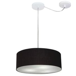 Lustre Cilíndrico Desvio de Centro Tecido 40x15 Preto Bivolt