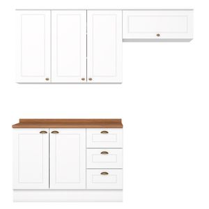 Cozinha Modulada 4P Balcao Tampo 200cm Americana Henn
