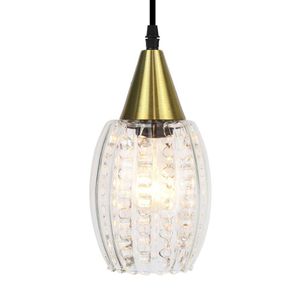 Lustre Pendente Taschibra Cristal Badih P Canelado E27 Transparente Bivolt Ouro