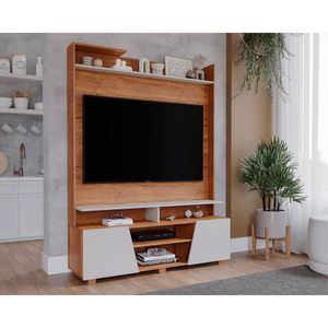Rack Bancada C/ Painel P/ Tv Até 55 Pol Master 2 Prateleiras E Pés 135x183cm Cinamomo/off White - Permóbili