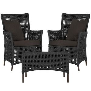 2 Poltronas E 1 Mesa Igapó Alumínio Marrom Corda Náutica E9 Preto