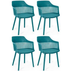 Kit 4 Cadeiras De Jantar Estofada Marcela - Turquesa