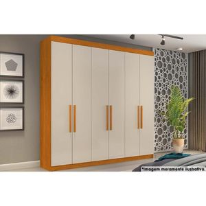Guarda Roupa 6 Portas E 4 Gavetas França Cinamomo-off White - Conquista