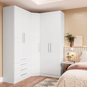 Guarda Roupas Modulado 3 Pçs Diagonal 5 Pts 4 Gavetas Branco