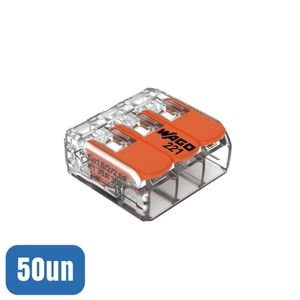 50 Conectores Automático 221-613 Até 6,0mm 3 Polos 41a - Wago