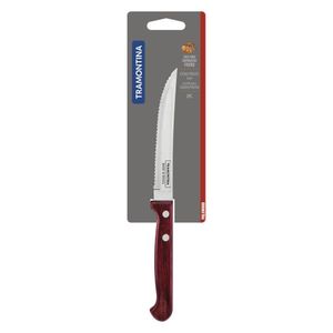 Faca Para Churrasco E Frutas Tramontina Com Lamina Em Aço Inox E Cabo De Madeira Vermelho 5"