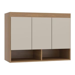 Armário Aéreo Guarda Roupa Modulado Selene 3pts Menu Móveis Carvalho