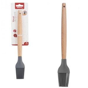 Pincel Culinario Silicone Cabo Madeira 27cm Grafite Wellhome
