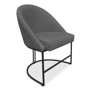 Cadeira Poltrona De Jantar Bela Veludo Grafite Base Metálica Industrial Preto - Pallazio