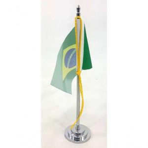 Mini Bandeira De Mesa Do Brasil 15 Cm Poliéster