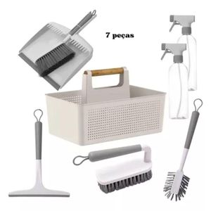 Kit Limpeza Para Lavanderia Multiuso Bege 7 Peças