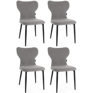 Kit 4 Cadeiras De Jantar Estofada Veludo Design Jacobsen - Cinza