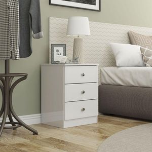 Mesa De Cabeceira London 3 Gvts 40x55cm Branco Menu Móveis Branco