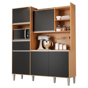 Cozinha Compacta Isabel 5 Portas E 1 Gaveta Amêndoa-preto - Ajl Móveis Amêndoa-preto